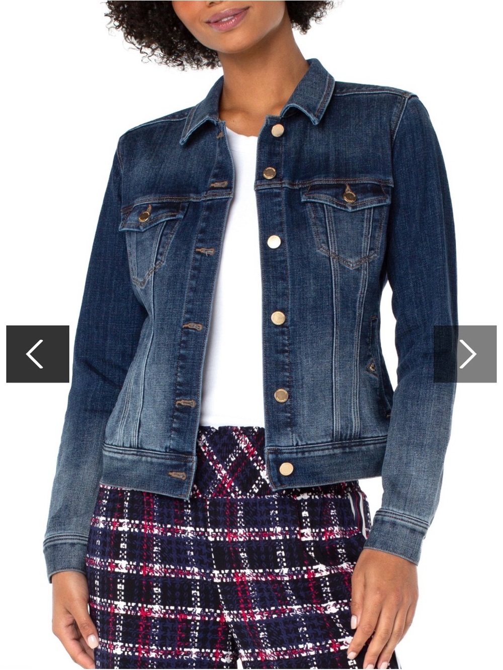 Liverpool Dark Blue Washed Denim Jacket in Glenrock - Women